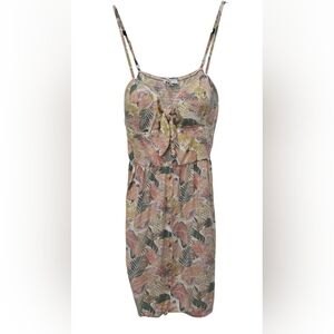 A.U.W Womans Tie Front Tropical Print Mini Dress, XL